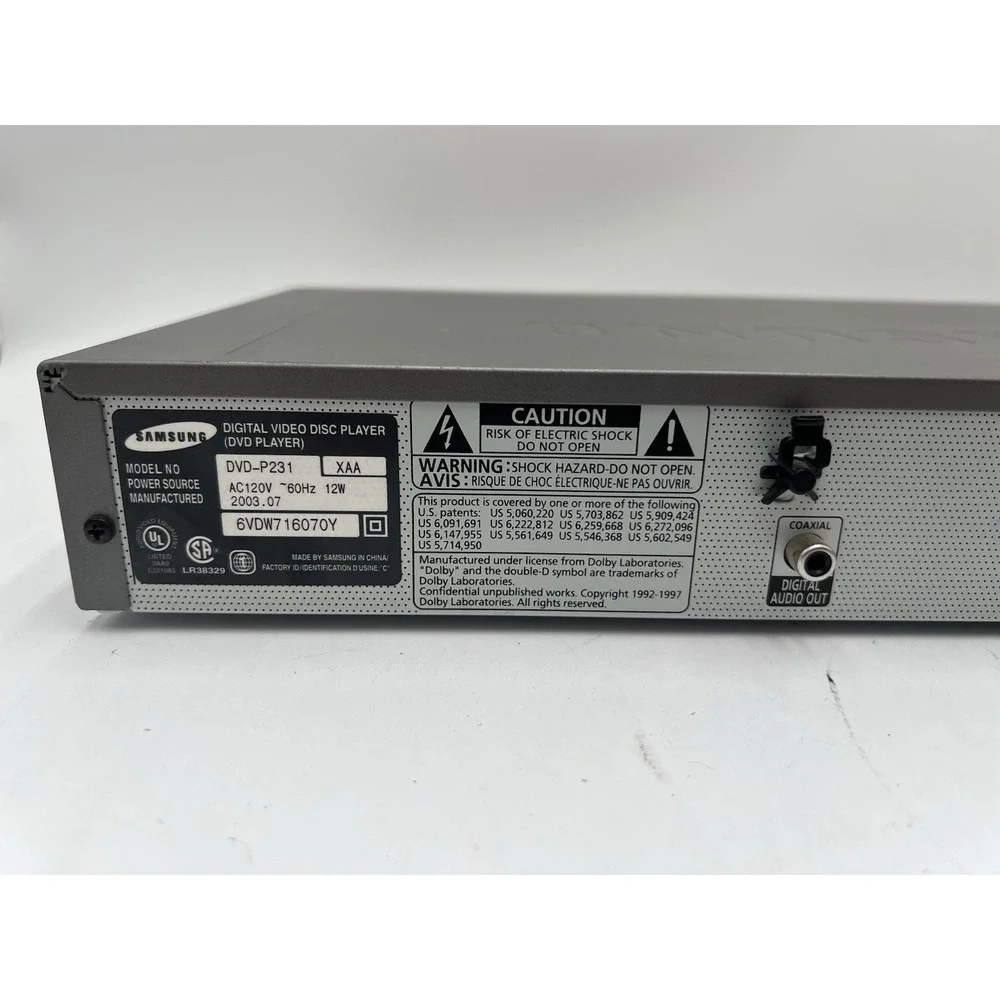 Samsung DVD-P231 DVD Player Tested Working w/ Extra Long RCA AV Cable